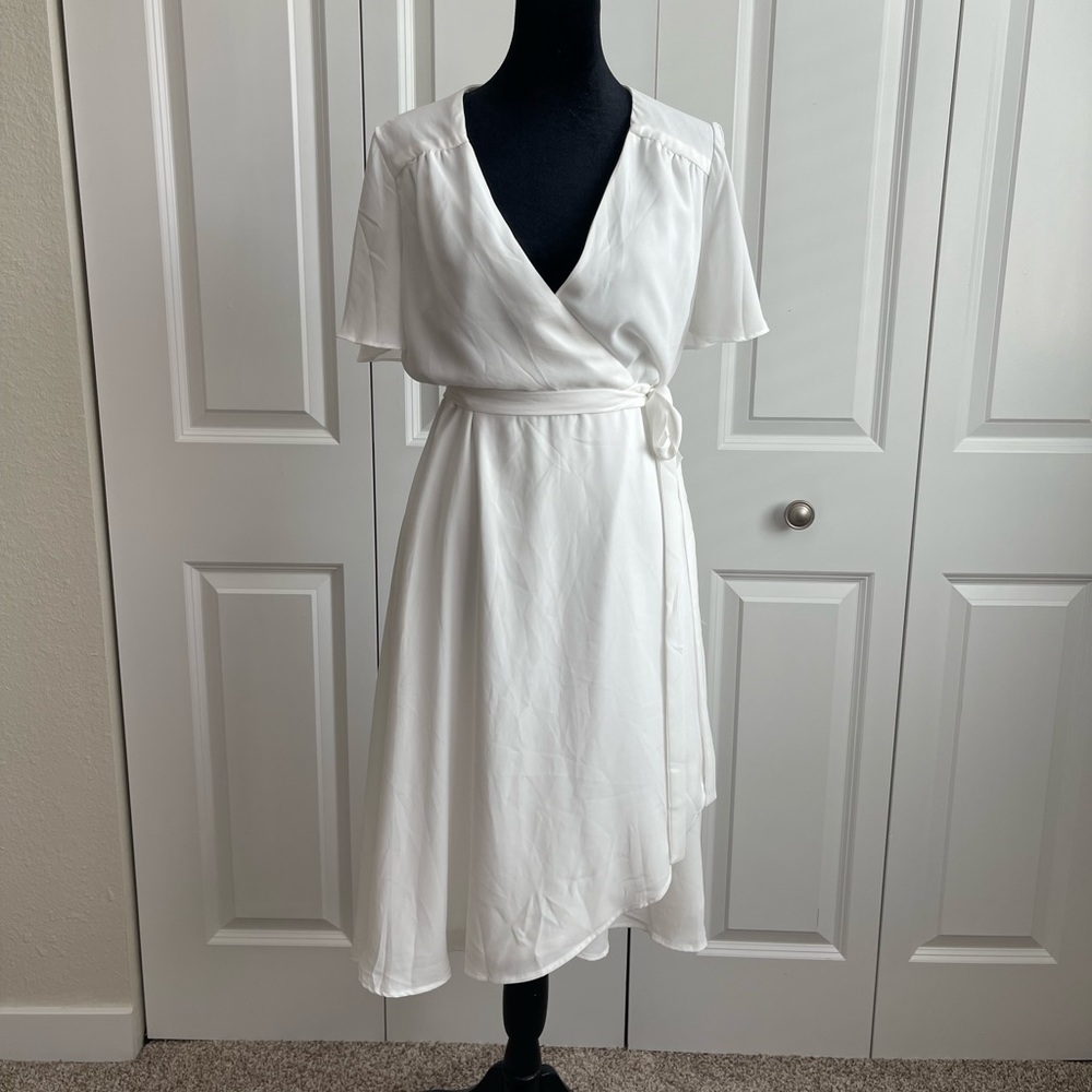 Lulus White Wrap Midi Dress